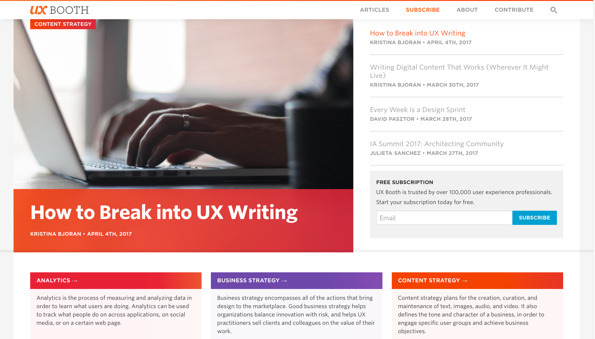 UX Booth website